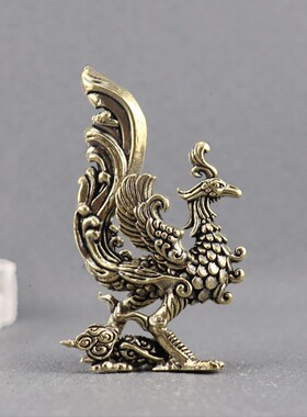 黄铜凤凰摆件龙凤呈祥办公室家居工艺品礼物吉祥物火凤凰客厅摆件