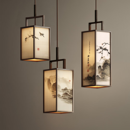 宋代美学新中式茶室吊灯现代简约布艺餐厅禅意样板间床头书房吊灯