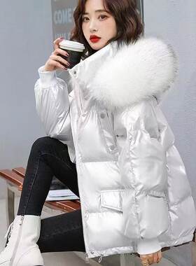 羽绒服亮面免洗女短款韩版时尚大