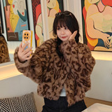 【】豹纹皮毛一体短外套8801-P195-K298，女装短外套，2C288