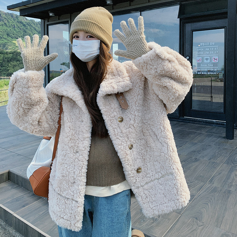韩版学院风时尚羊羔毛外套女2025年冬季新款加厚显瘦减龄棉衣棉服,女装短外套,2C288