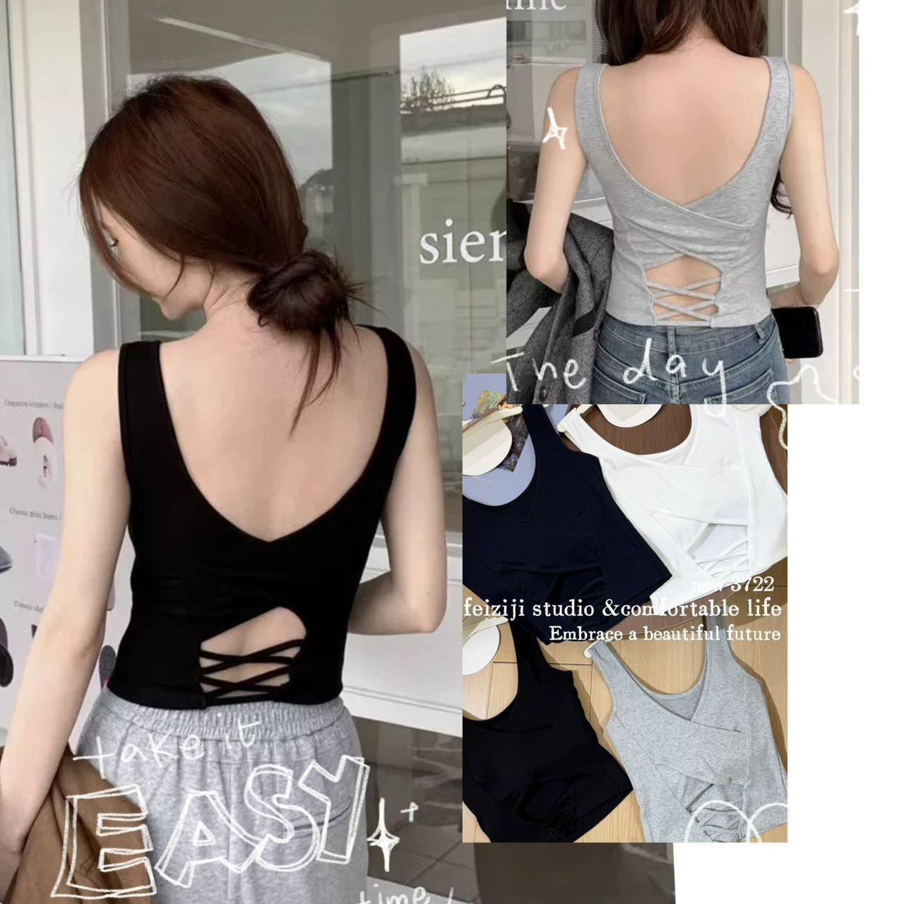 妃子纪3722性感风交叉美背吊带背心女带胸垫内搭外穿打底露腰上衣,女士内衣/男士内衣/家居服,吊带/背心/T恤/打底/肌底衣,淘宝优惠券,粉丝福利购,淘宝优惠卷