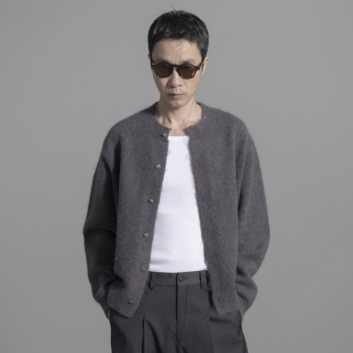 HOMME DE MODE男毛衣慵懒风排扣羊毛混纺开衫高级亲肤针织衫外套