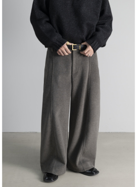 HOMME DE MODE冬季磨毛加厚休闲裤宽松阔腿弹力腰围时装男士西裤