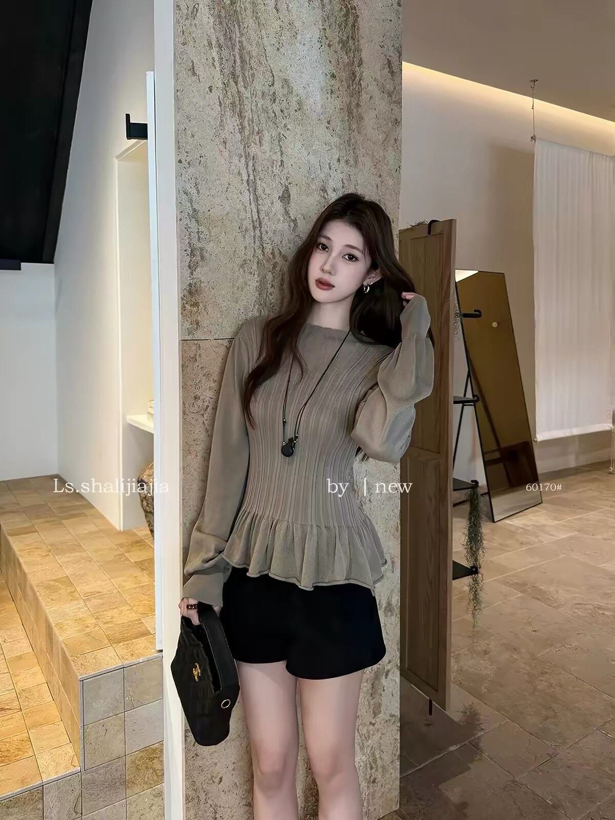韩版半高领荷叶边针织衫女秋冬新款修身显瘦百搭长袖打底衫上衣