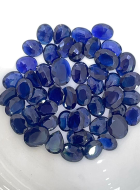 天然蓝宝石裸石镶嵌戒指吊坠蓝色墨水蓝7x9mm8x10mm戒面证书包邮