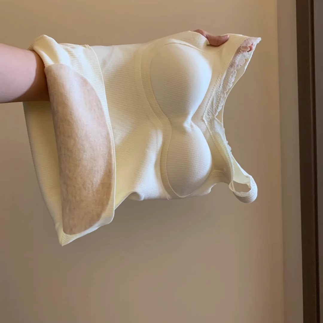 加绒羊绒蚕丝吊带蕾丝保暖背心