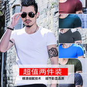 短袖 春夏季 t恤圆领纯棉百搭上衣修身 纯白色t打底衫 半袖 3968区男士