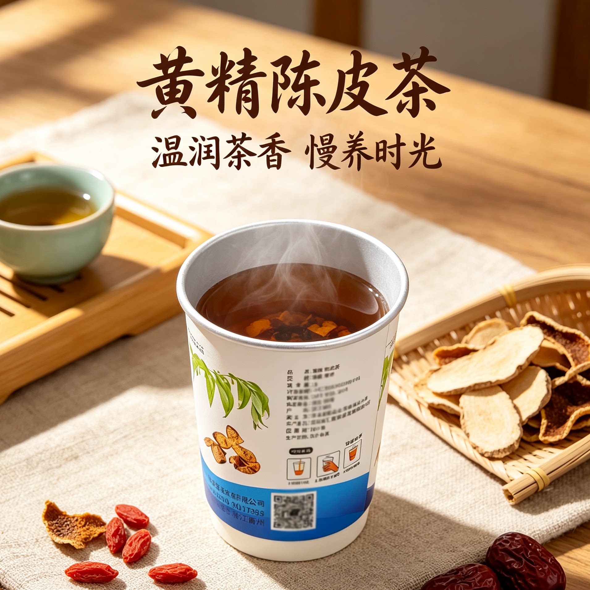 衢州常山特产黄精陈皮茶五杯一桶罐装分杯快饮杯待客快冲泡型茶包