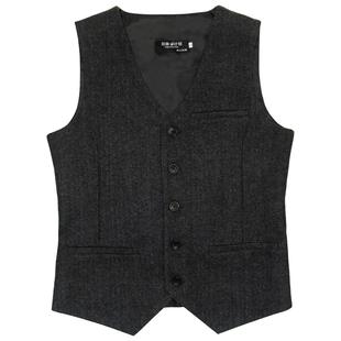 冬款 马甲英伦风简约加厚灰色浴血黑帮复刻羊毛马甲商务马夹男 西装