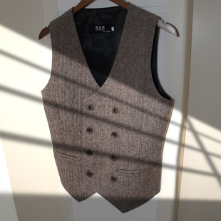 马甲男款 正装 马夹背心 马甲羊毛保暖商务西装 浴血黑帮棕色西装