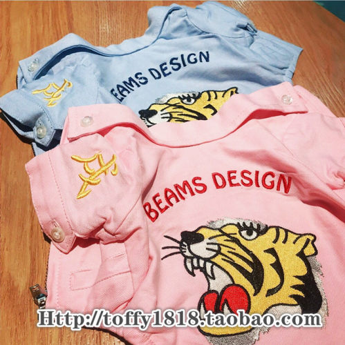 宠物衣服刺绣衬衫拉链猫狗老虎潮