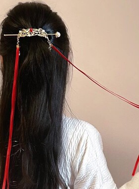 2025新中式古风簪子马面裙发带发冠汉服束发发饰复古马尾发簪头饰