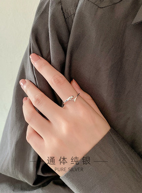 2026S925纯银韩版海洋光面海豚戒