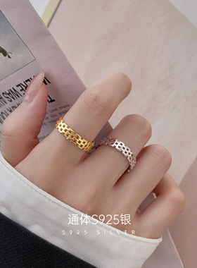 新款S925银复古表链戒指女新款潮