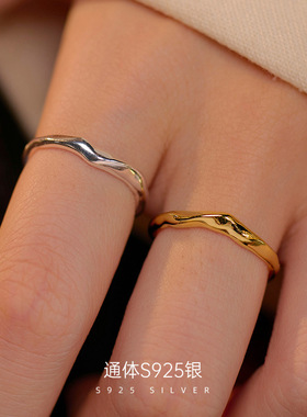 新款S925银几何不规则戒指女简约