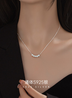 新款S925银五福临门黄金小圆珠项