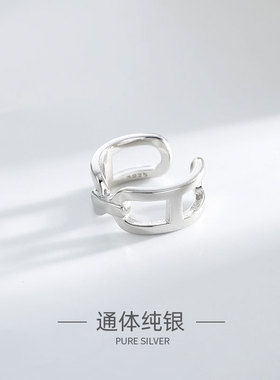 新款韩版S925银复古锁链戒指女20