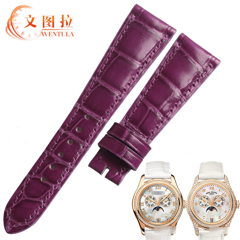 文图拉美洲鳄鱼皮表带 代用百达翡丽复杂功能计时4936r手表带真皮