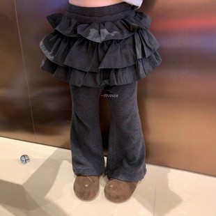 蛋糕裙帘假两件裙裤 长裤 女童新款 休闲裤 潮 喇叭裤 宝宝秋季