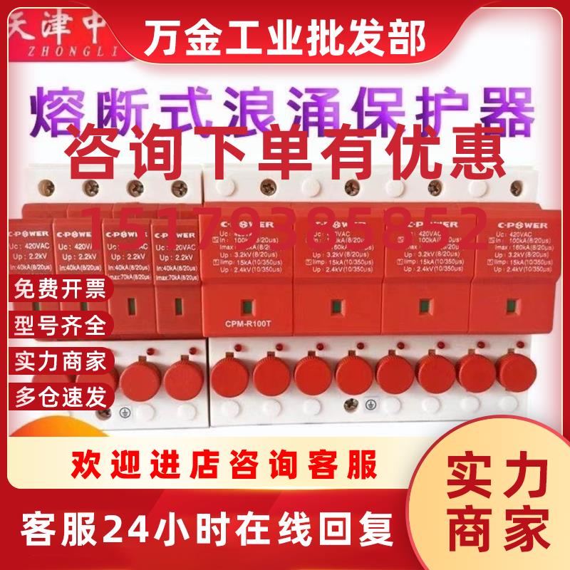 议价一级二级浪涌保护器CPM-R40T4P-R65T-R100T熔断器防