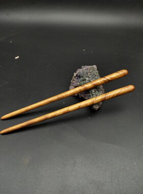 原创金丝楠木水波纹双簪子简约素雅复古旗袍百搭道家情侣节日礼品