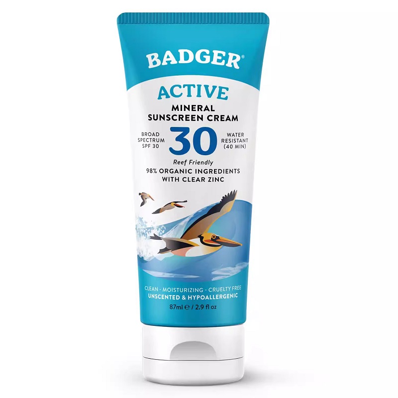 现货美国贝吉獾Badger天然有机防水运动物理防晒霜氧化锌SPF30