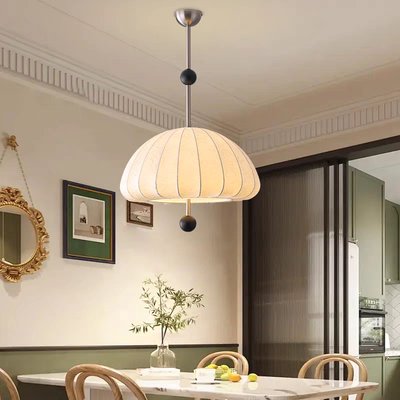 法式复古中古花纹布艺餐厅吊灯 客厅走廊卧室衣帽间吧台灯具