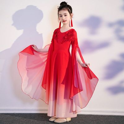 古筝演出服女大童古典舞飘逸汉服