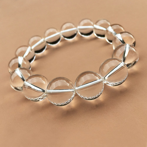 天然巴西白水晶手链女白色手串男