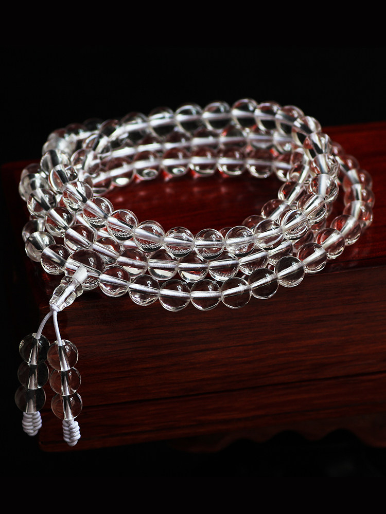 Natural white crystal 108 Buddha beads Multi-ring Handstring Men Brazilian crystal beads Candida Beads Bracelet female handheld necklace