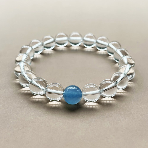 赵露思同款白水晶手链女海蓝宝珠