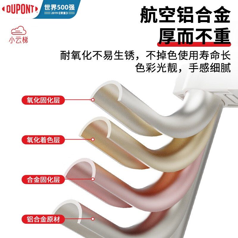 精选杜邦小云梯奈固梯子家用人字折叠伸缩梯铝合金梯一合即收竹节