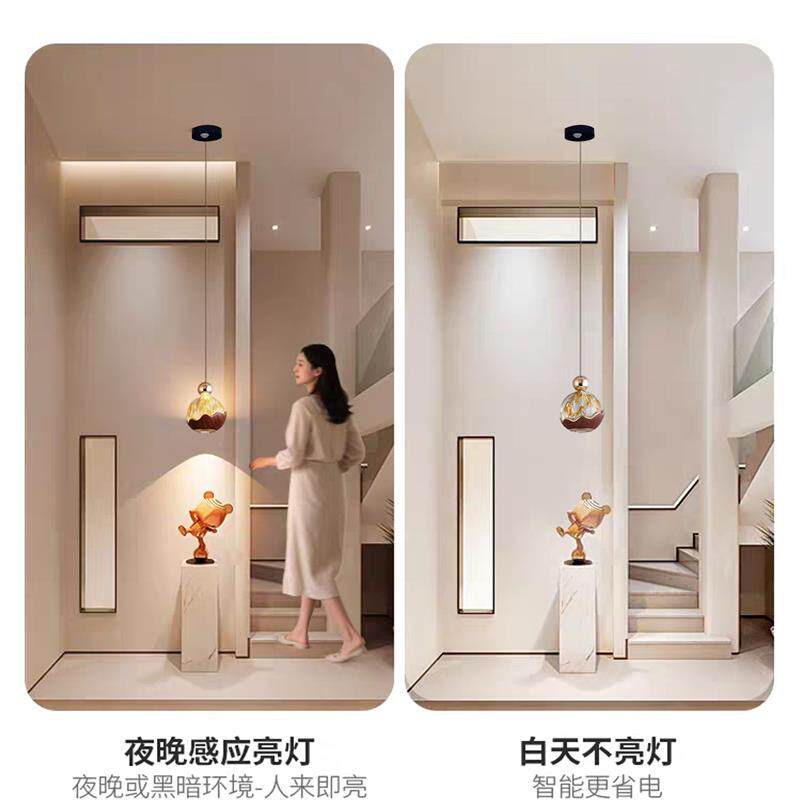 中古风玄关感应吊灯人来即亮人走即灭入户门白天夜间自动感应灯