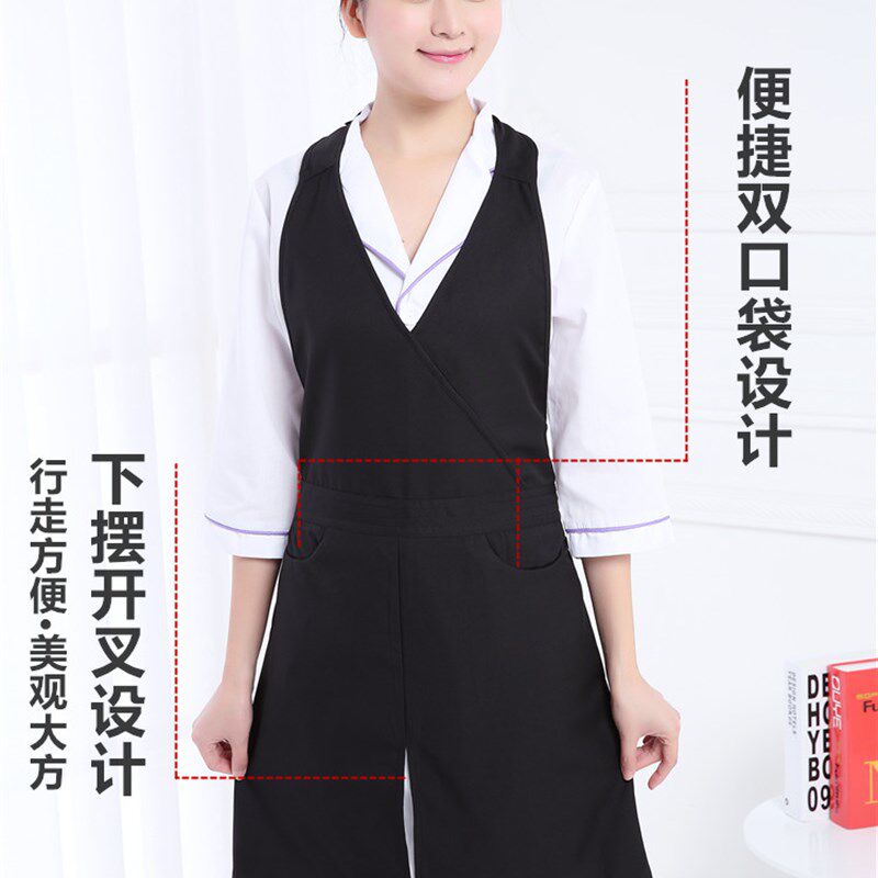 韩版时尚围裙美容师工作服咖啡美甲母婴店餐厅服务员围裙定制logo