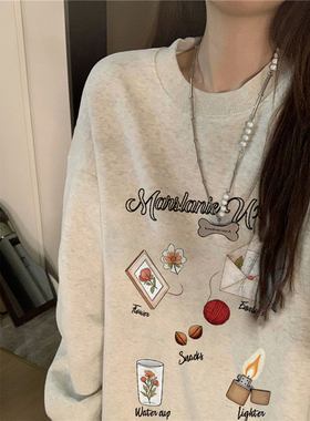 纯棉美式oversize独特超好看的卫衣女冬季慵懒设计感加绒加厚上衣