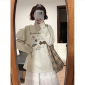 100%纯棉美式 宽松小众内搭打底衫 正肩港味chic长袖 t恤女2025新款