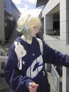 100%纯棉国潮hiphop星星字母连帽卫衣女秋冬慵懒bf风小众情侣外套