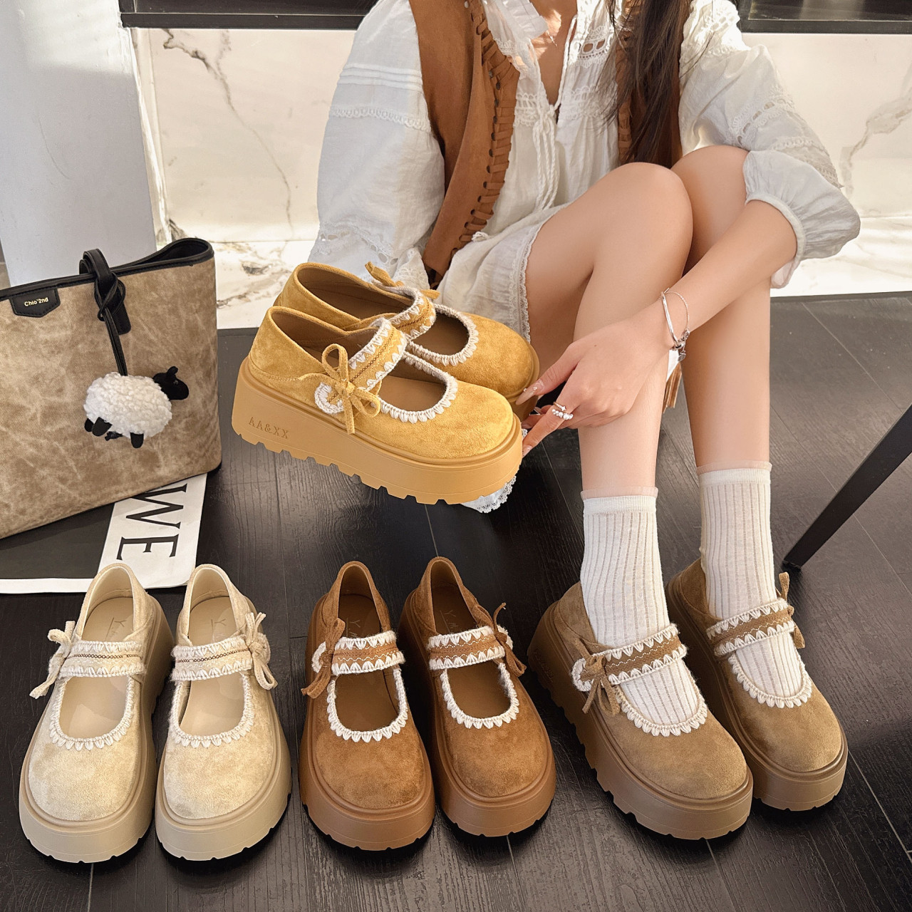 6CM增高两穿勃肯鞋厚底女新款百搭蝴蝶结魔术贴可休闲单鞋复古女,女鞋,勃肯鞋/软木鞋,淘宝优惠券,粉丝福利购,淘宝优惠卷