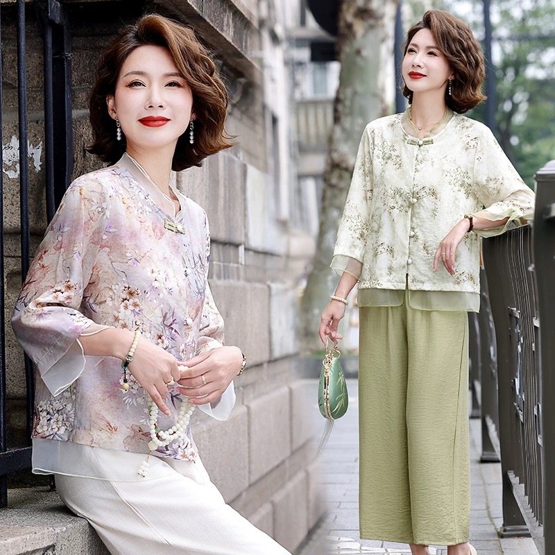 母亲节礼物实用送妈妈老婆婆中年40-50岁60夏季衣服套装生日礼品