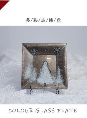 一朵包邮出口欧美彩绘玻璃果盘零食皂装饰家居摆件