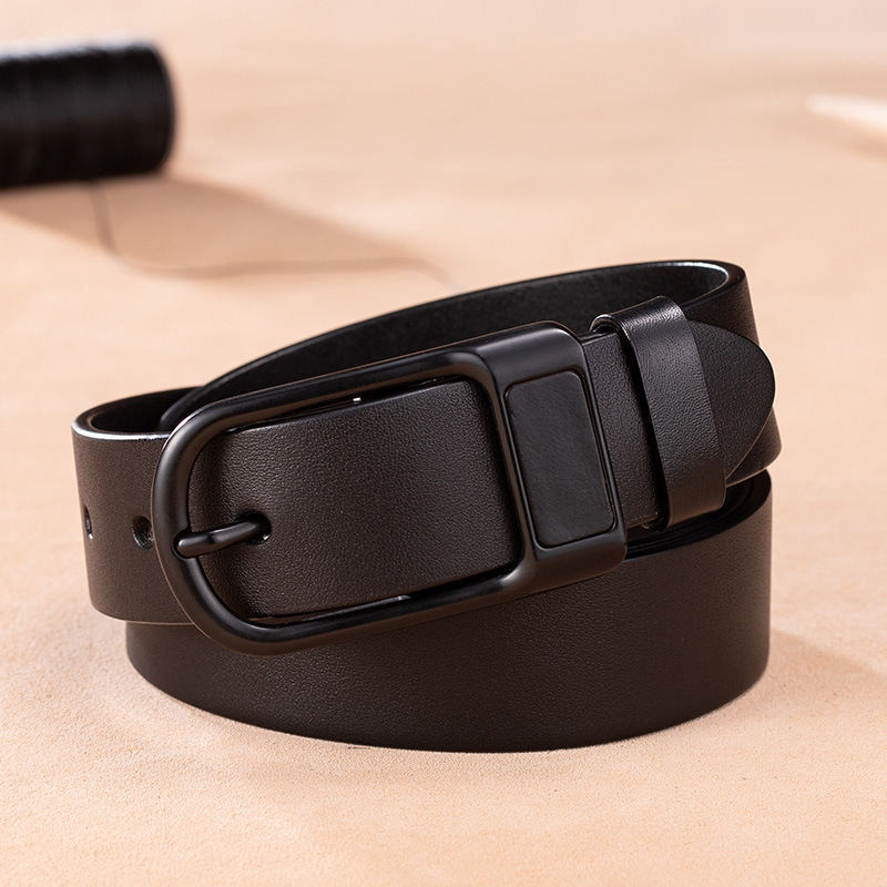 2024新款纯牛皮皮带男款年轻人3.3潮流商务日字扣真皮3.8西装腰带