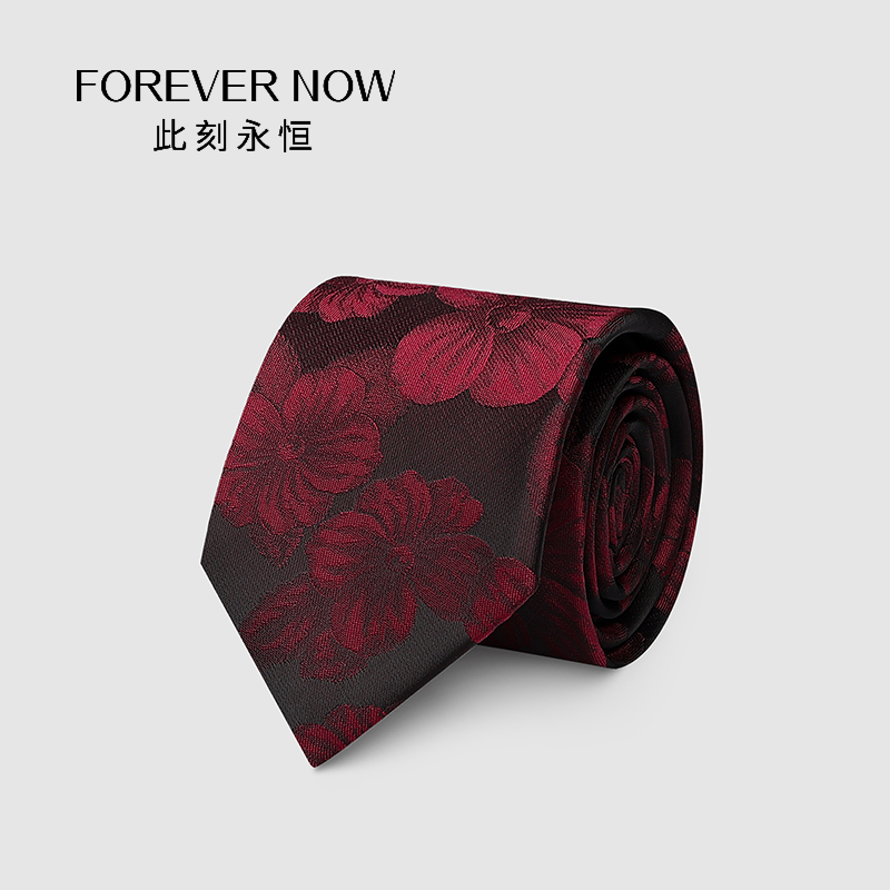 「FOREVERNOW」男士新郎伴郎手打领带正装商务西装衬衫红色花朵男