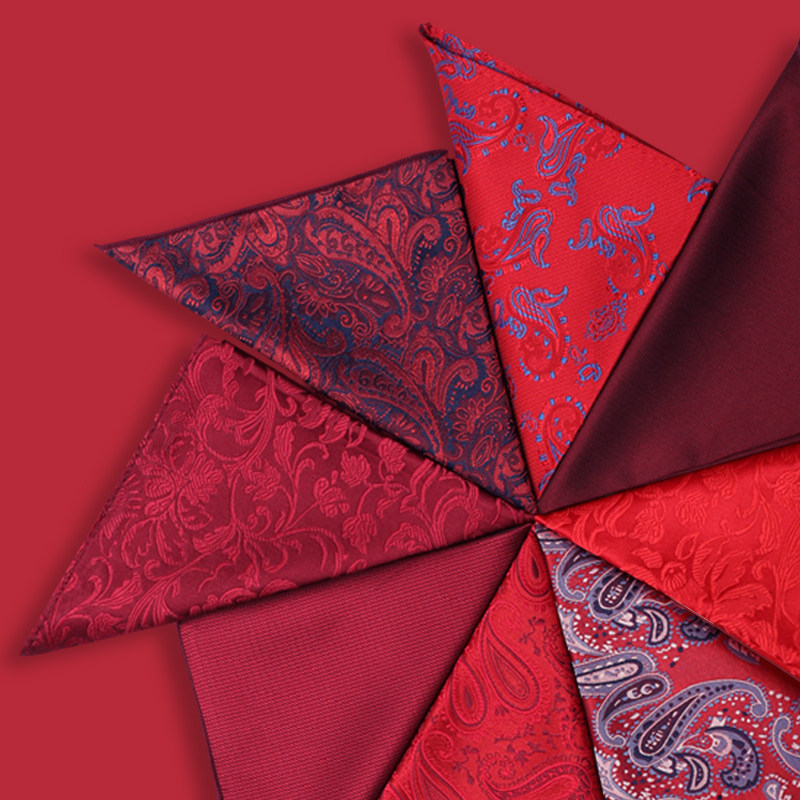男士西服西装口袋小方巾红色花纹结婚手帕口袋巾丝巾胸巾手绢配饰