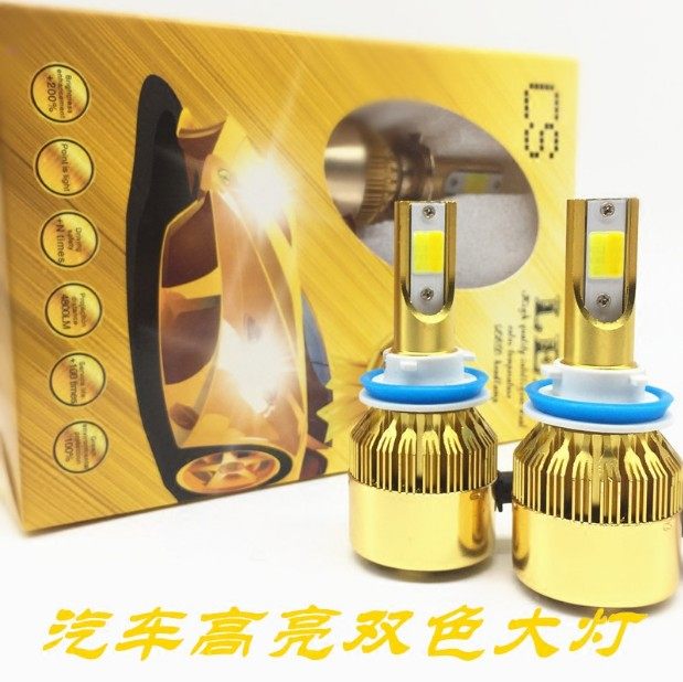 자동차 LED 헤드라이트 H1H4H11H7 자동차 조명 수정 하이빔 및 로우빔 전구 2색 슈퍼 브라이트 헤드라이트 골드 라이트 안개등