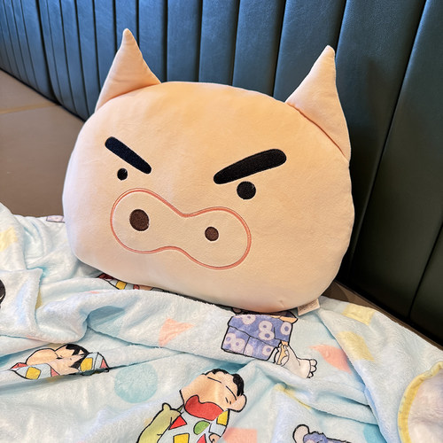 日系小新猪抱枕被子两用空调毯办公室午睡枕头毯子二合一靠枕礼物