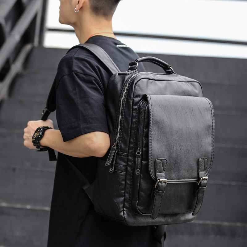 墨一韩版双肩包男包休闲男士背包大学生书包时尚潮流旅行包电脑包