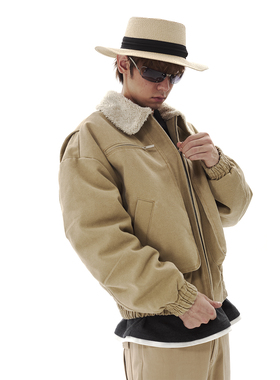 PASET卡哈特复古水洗工装加厚加绒外套巴恩风男重磅座山雕短夹克