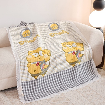 120*150儿童花边云朵泡芙被纯棉多层纱布盖毯柔软舒适空调夏凉被