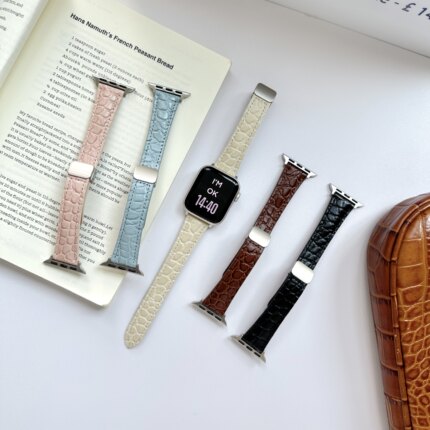 适用苹果手表表带真皮新款S11高级iwatch SE/ultra3/10/9秋冬腕带